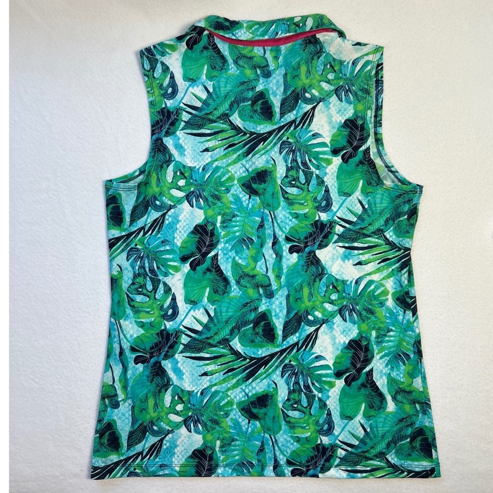 Tommy Bahama Azure Lagoon Tropical 1/4 Zip Sleeveless Golf Shirt Polo Womens Med - Picture 3 of 10